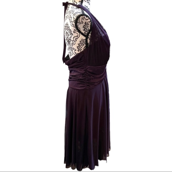 DB STUDIO - dark purple dress with sheer paneling. Perfect for occasions, sz 16 - Picture 6 of 15
